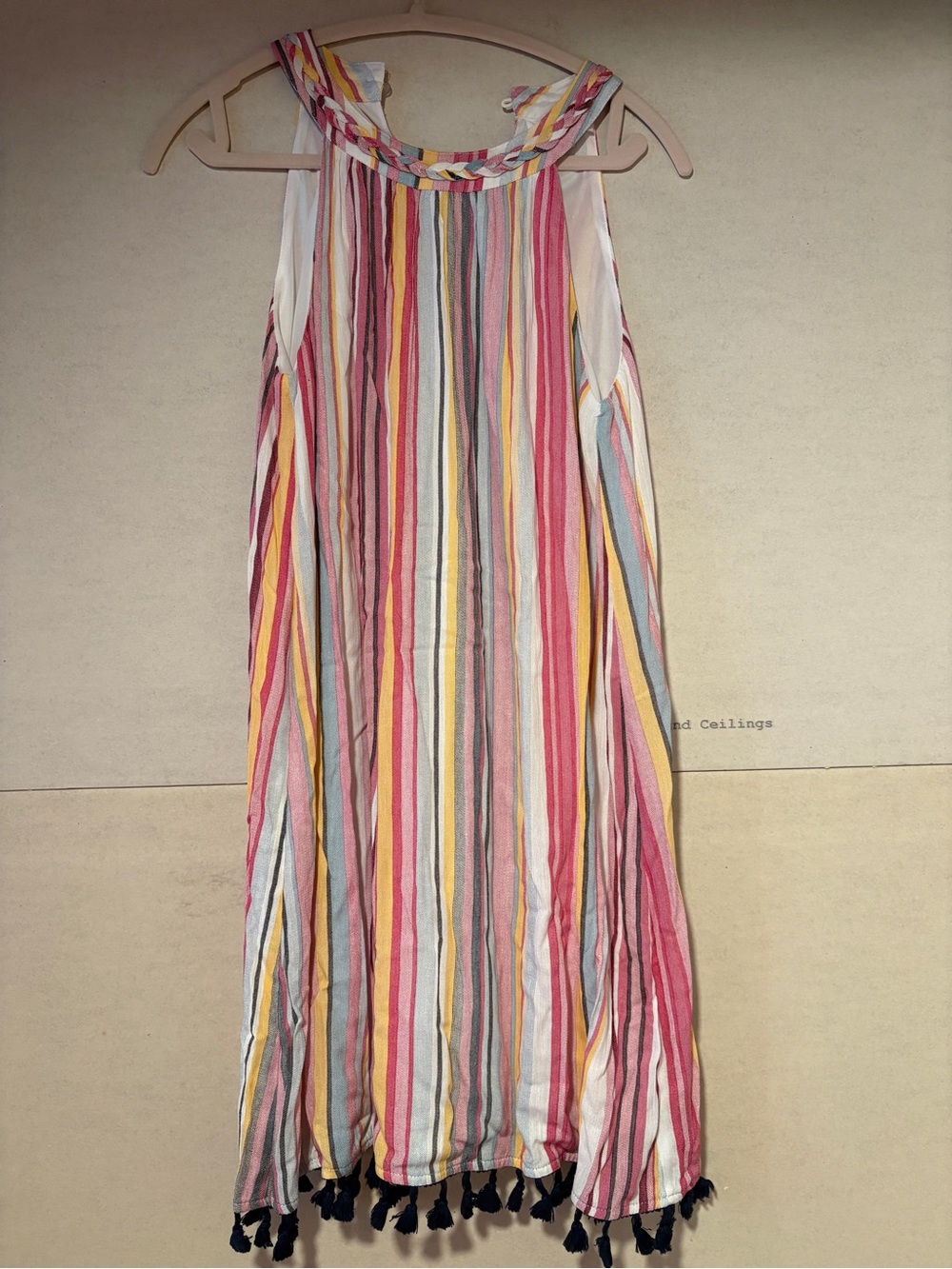 THML Striped Multicolor Sundress with Tassel Hem